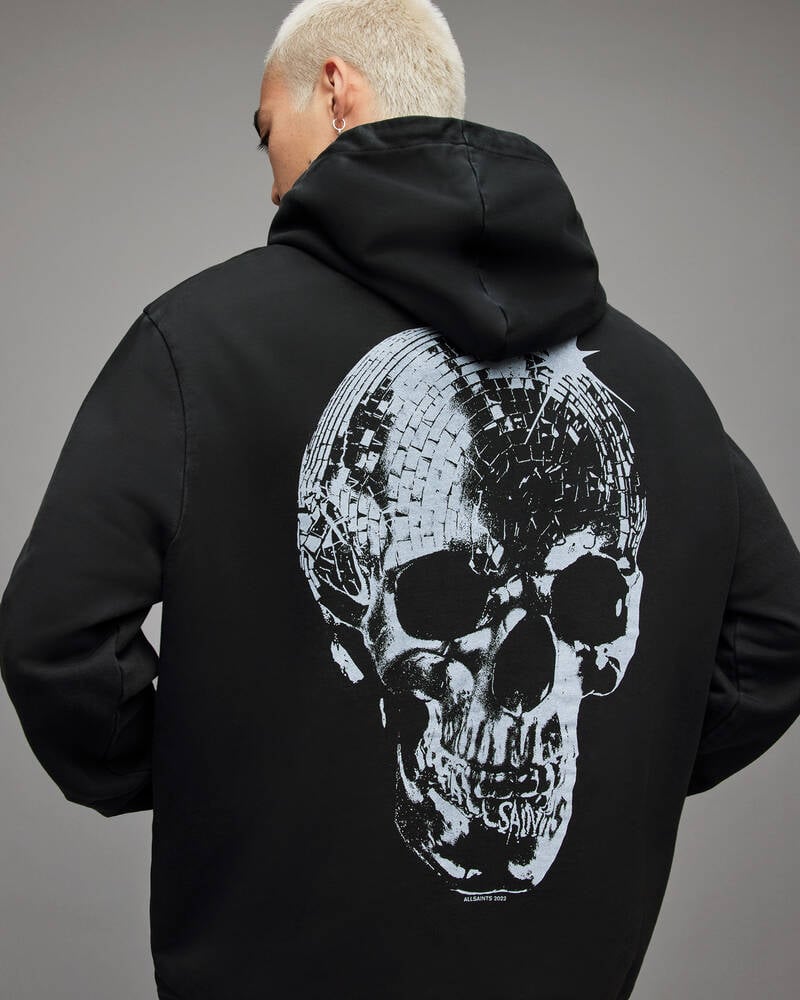 Sudadera Con Capucha Allsaints Mirror Skull Pullover Hombre Negros | ZL0278415