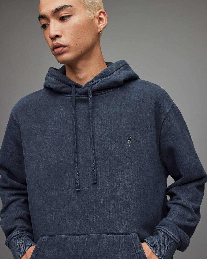 Sudadera Con Capucha Allsaints Saka Pullover Hombre Azules | BL5496723