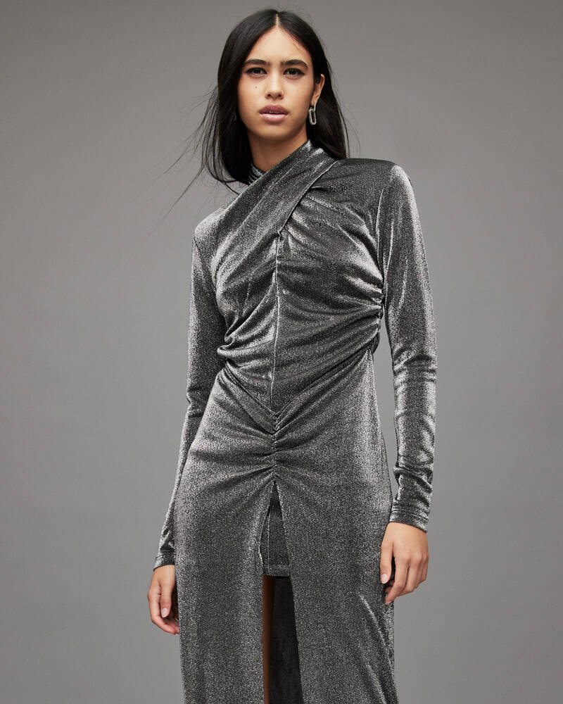 Vestido Allsaints Ayla Metallic Mujer Plateados | HD0394562