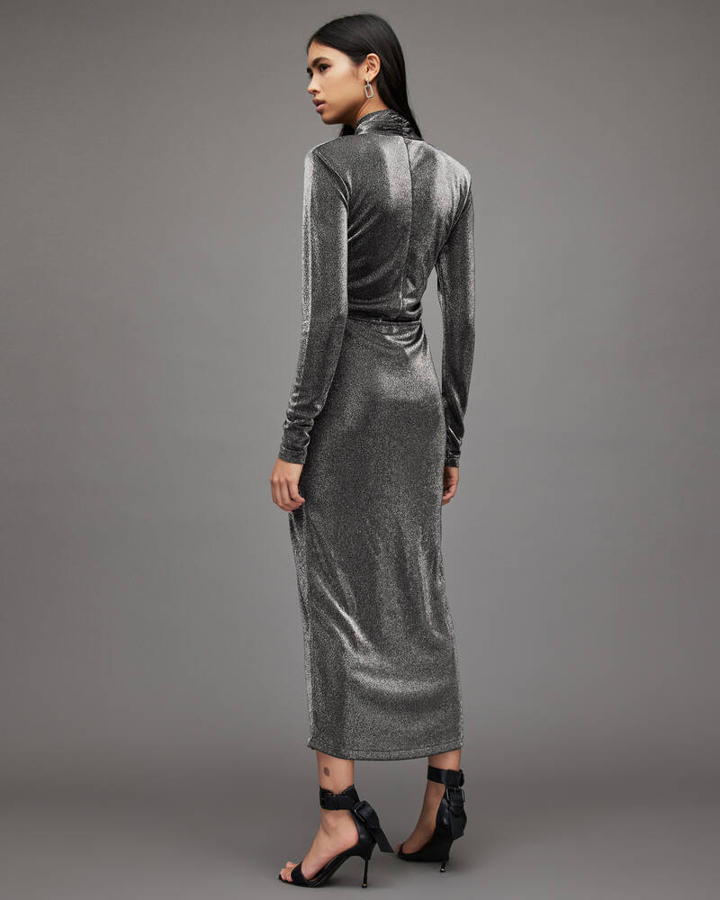 Vestido Allsaints Ayla Metallic Mujer Plateados | HD0394562