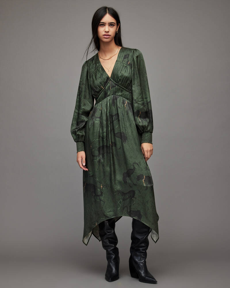 Vestido Allsaints Estelle Heidi Silk Blend Mujer Verdes | SI2309158