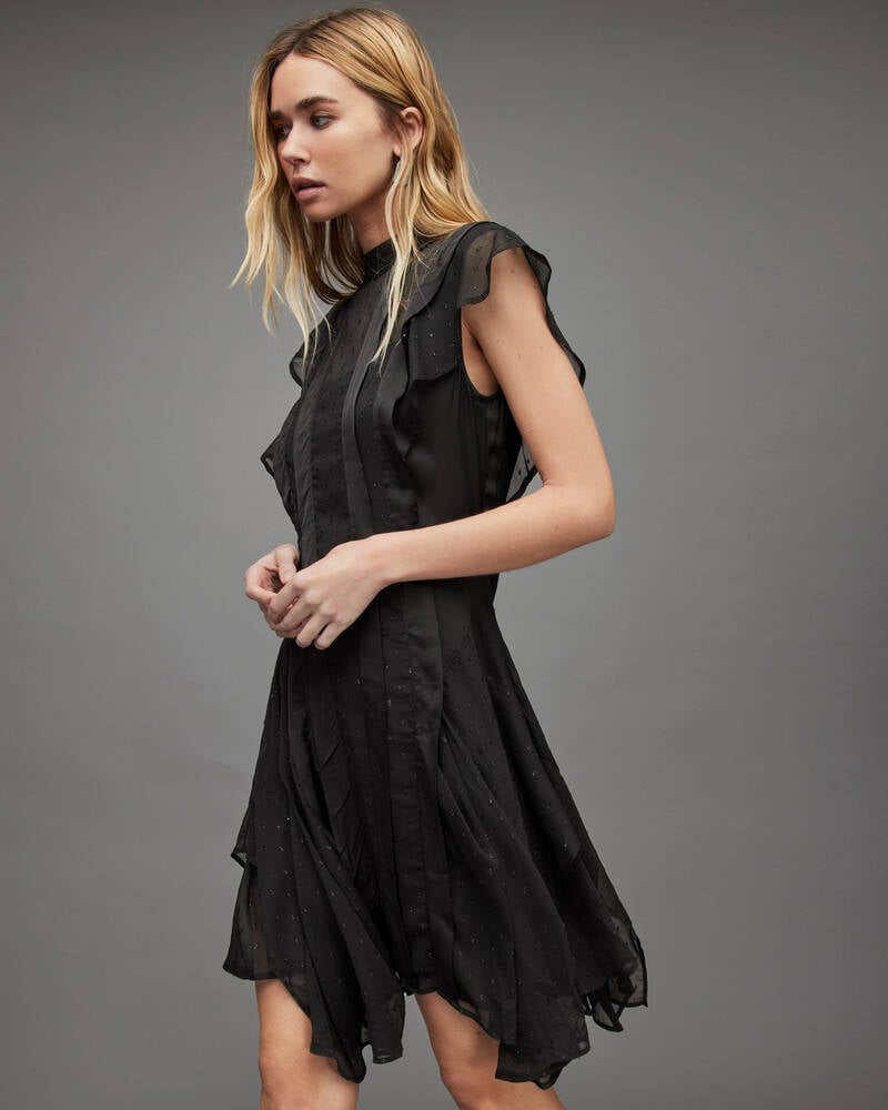 Vestido Allsaints Fleur Shimmer Mujer Negros | TG9071684