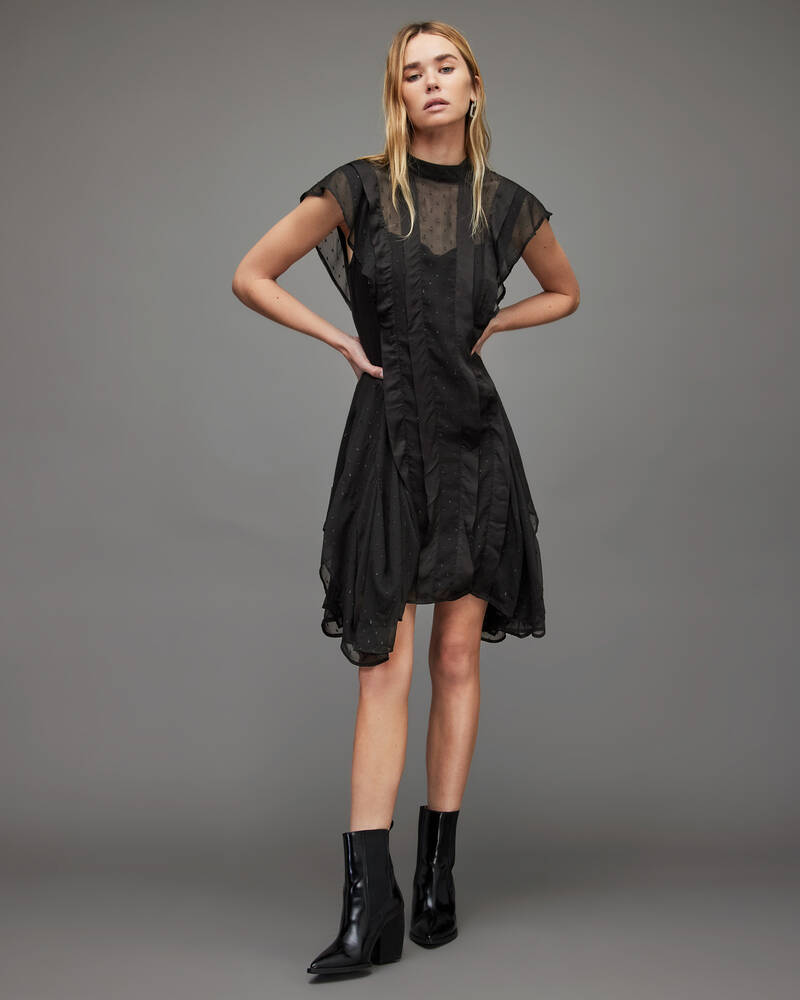 Vestido Allsaints Fleur Shimmer Mujer Negros | TG9071684