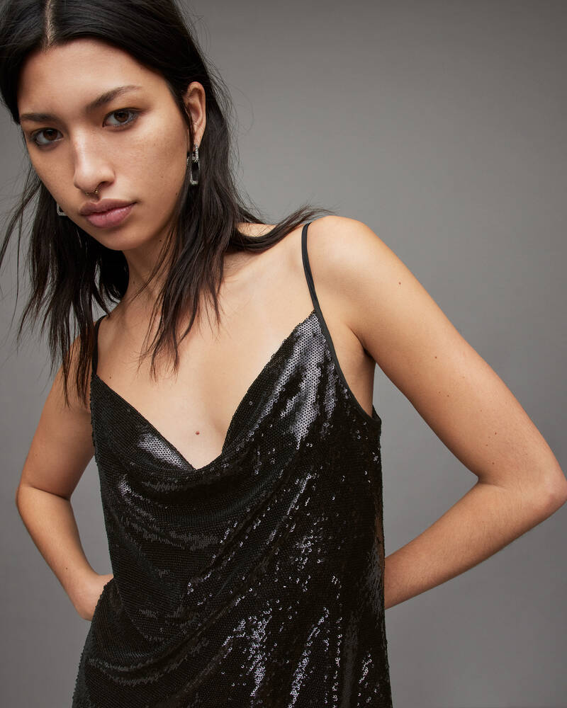 Vestido Allsaints Hadley Sequin Mujer Negros | DU9052731