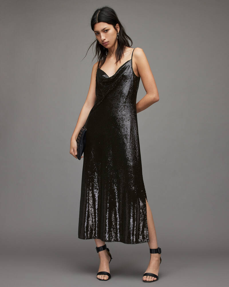 Vestido Allsaints Hadley Sequin Mujer Negros | DU9052731