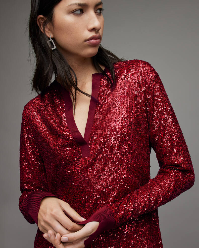 Vestido Allsaints Juela Dia Sequin Mujer Rojos | PI2416358