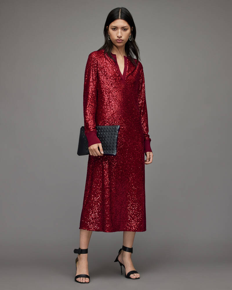 Vestido Allsaints Juela Dia Sequin Mujer Rojos | PI2416358