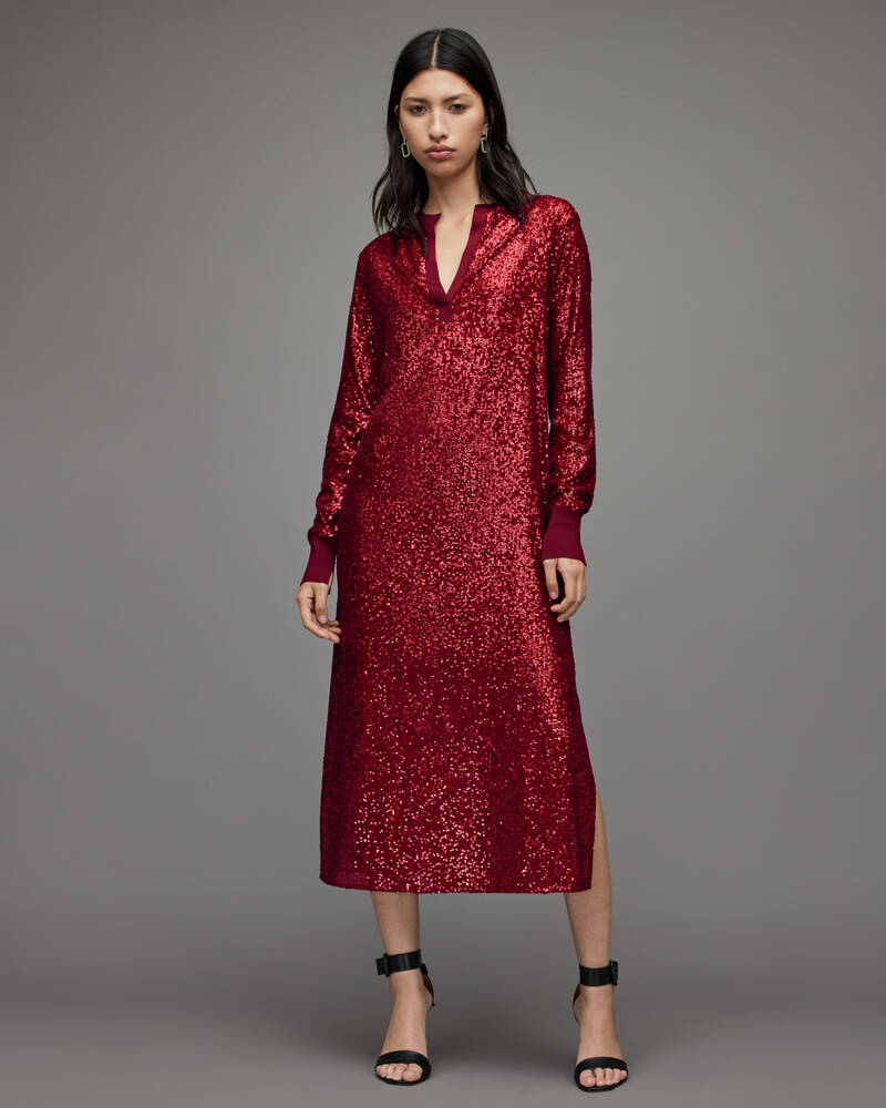 Vestido Allsaints Juela Dia Sequin Mujer Rojos | PI2416358