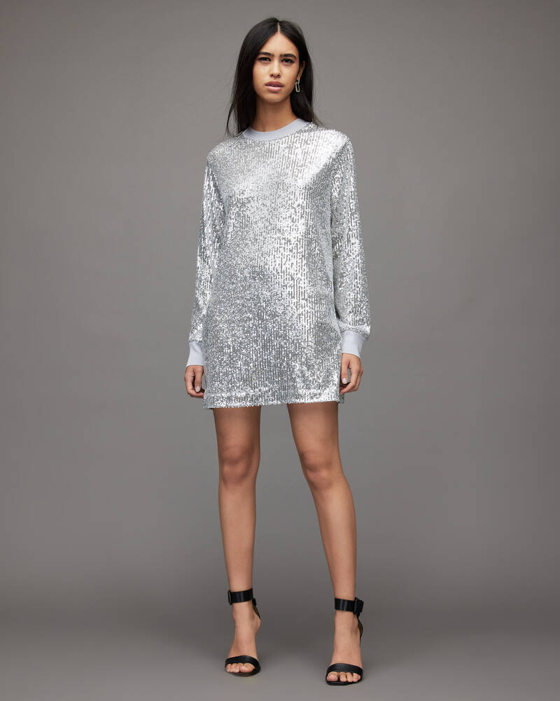 Vestido Allsaints Juela Mini Sequin Mujer Plateados | FS9037861