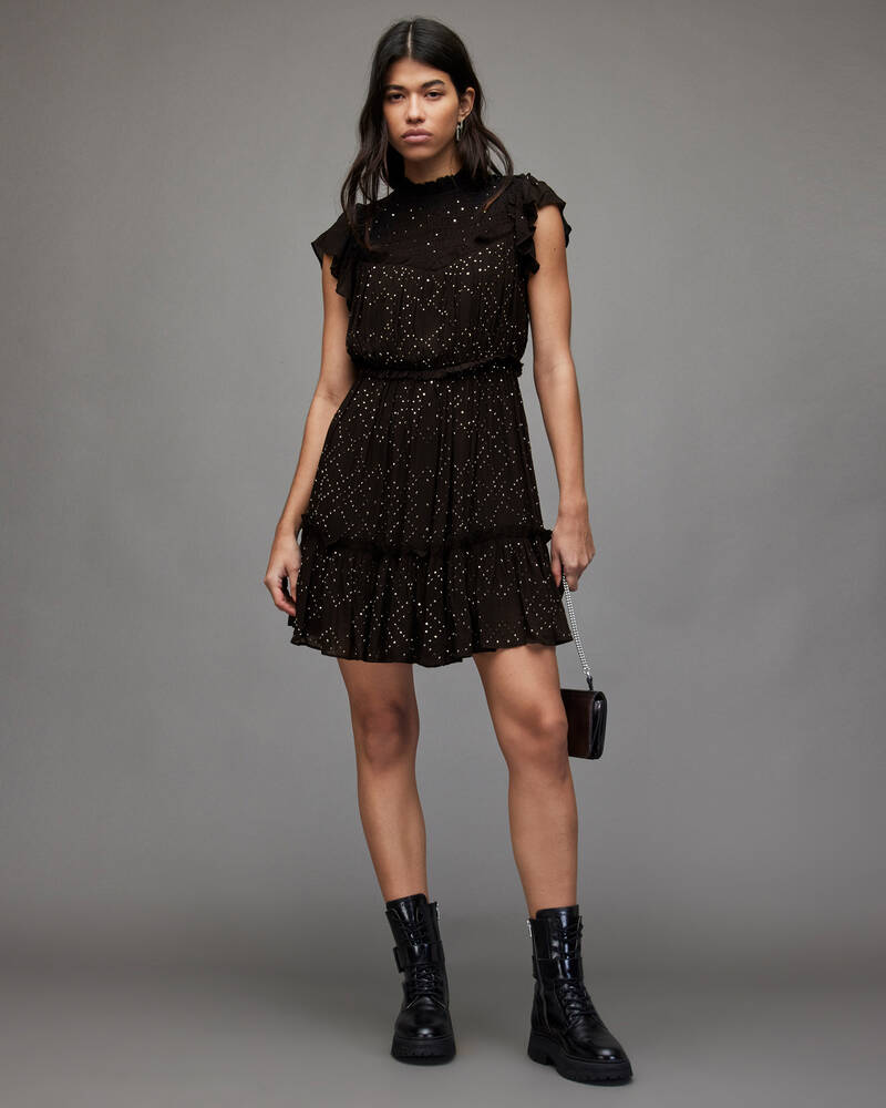 Vestido Allsaints Perri Sparkle Embellished Mujer Negros | ZO5768309